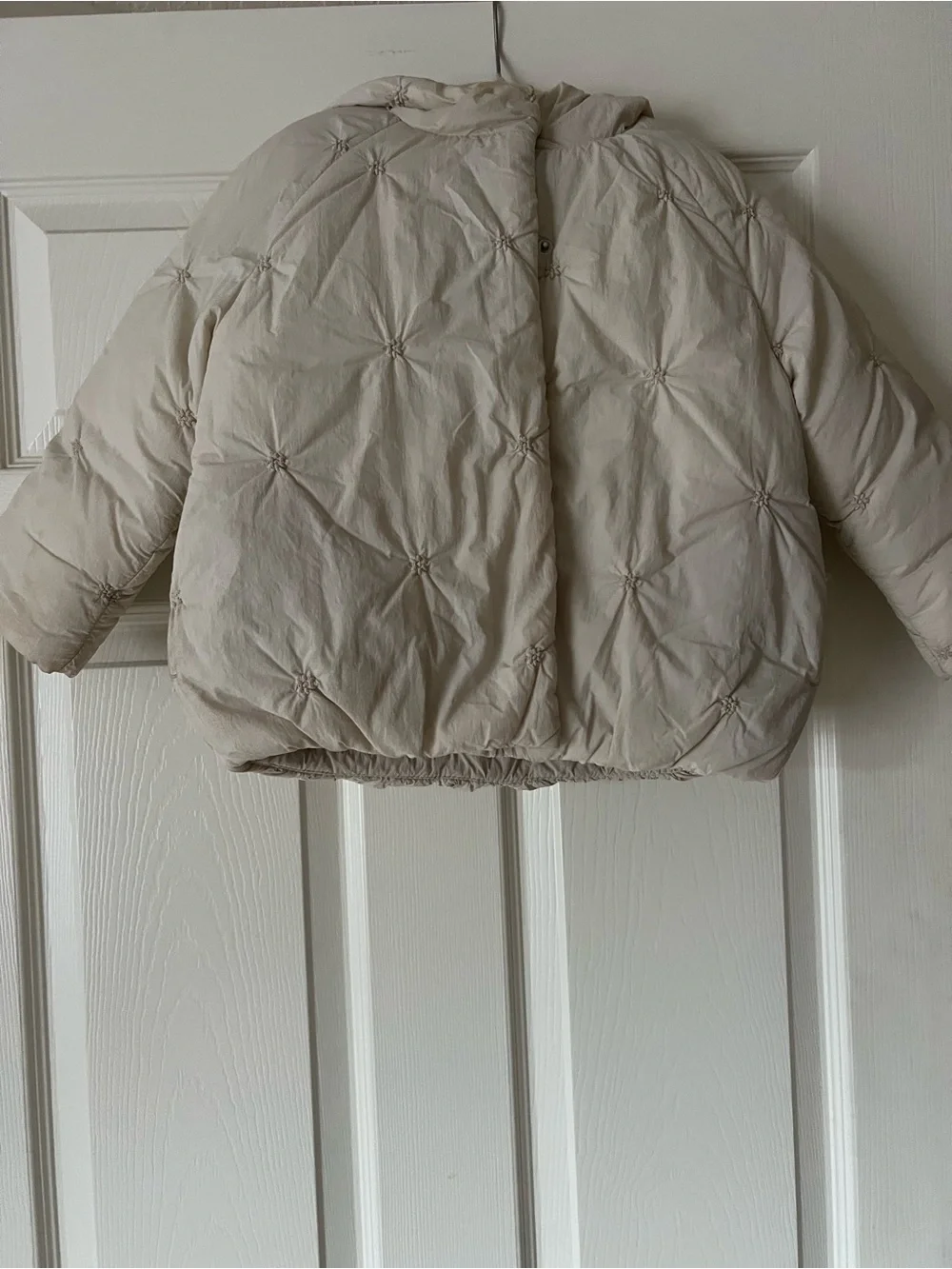 Zara Cream Puff Quilted Puffer Jacket - Soft Neutral - Girls